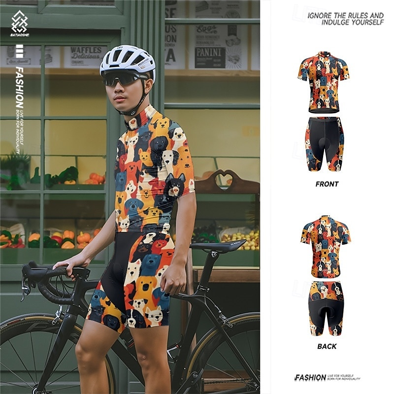 Herren Radtrikot mit Radhose fahrradbekleidung Kurzarm MTB Mountain Rennrad Schwarz Gelb Rote Hund Fahhrad Spandex Sport Hund Bekleidung 2025 - $47.99 –P7