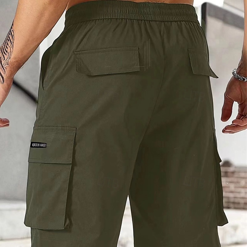 Homens Bermuda Cargo Calção Shorts de verão Com Cordão Cintura elástica Bolso multi Tecido Conforto Vestível Comprimento do joelho Ao ar livre Esporte Diário Moda Casual Preto Verde Claro de 2025 por $18.99 –P8