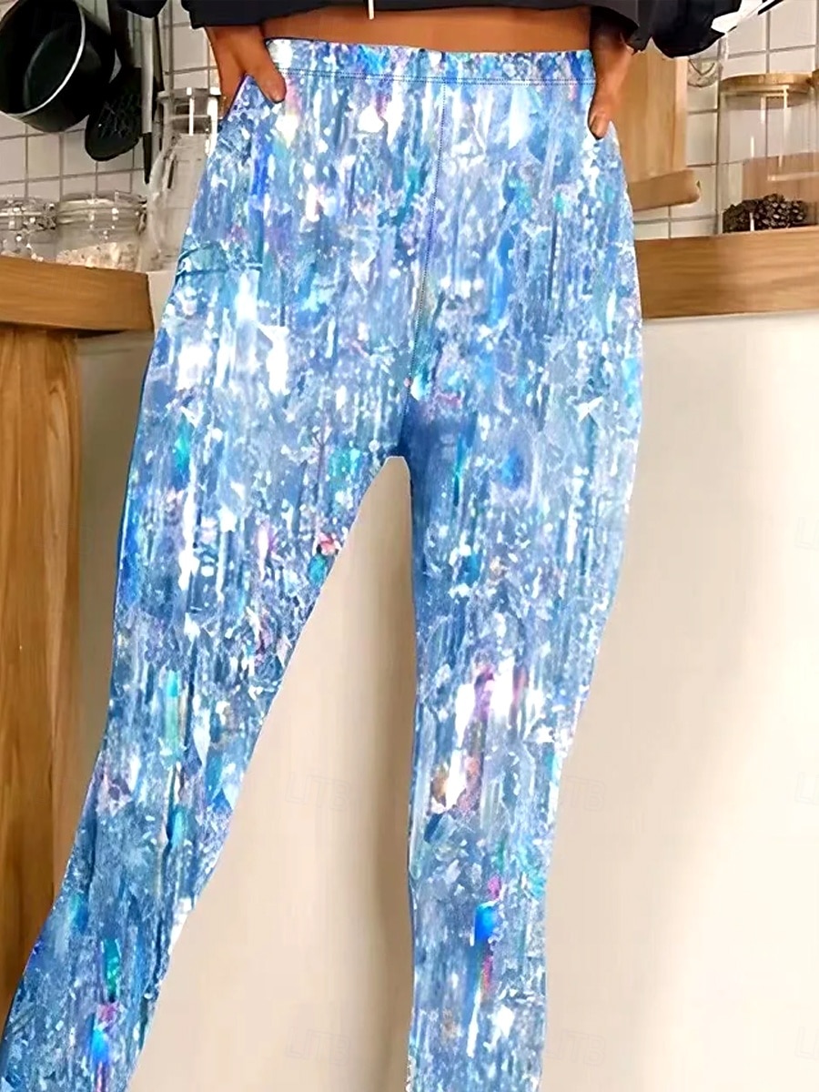 Naisten leggingsit housut vintage muoti rento täysipitkä korkea vyötärö graafinen printti hengittävä pehmeä mikroelastinen lomamatka arkikäyttö hopea robin's egg blue kesä kevät säännöllinen fit 2025 - $18.99 –P2