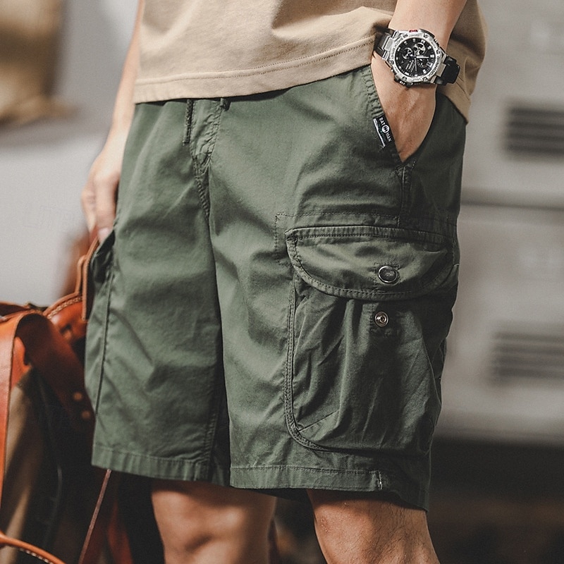 Per uomo Pantaloncini modello cargo Pantaloncini Bermuda Maglia da escursione A cordoncino Vita elastica Multi tasca Liscio Traspirazione umidità Indossabile Lunghezza del ginocchio Esterno Informale del 2026 a $21.99 –P4