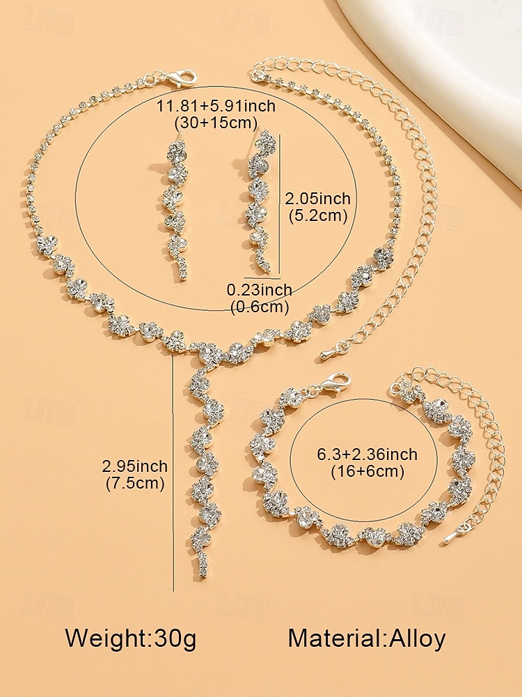 Gold Rhinestone Jewelry Set – Elegant Necklace, Bracelet, and Ring Set for Women, Perfect for Formal Events, Weddings and Special Occasions 2026 - $11.99 –P5