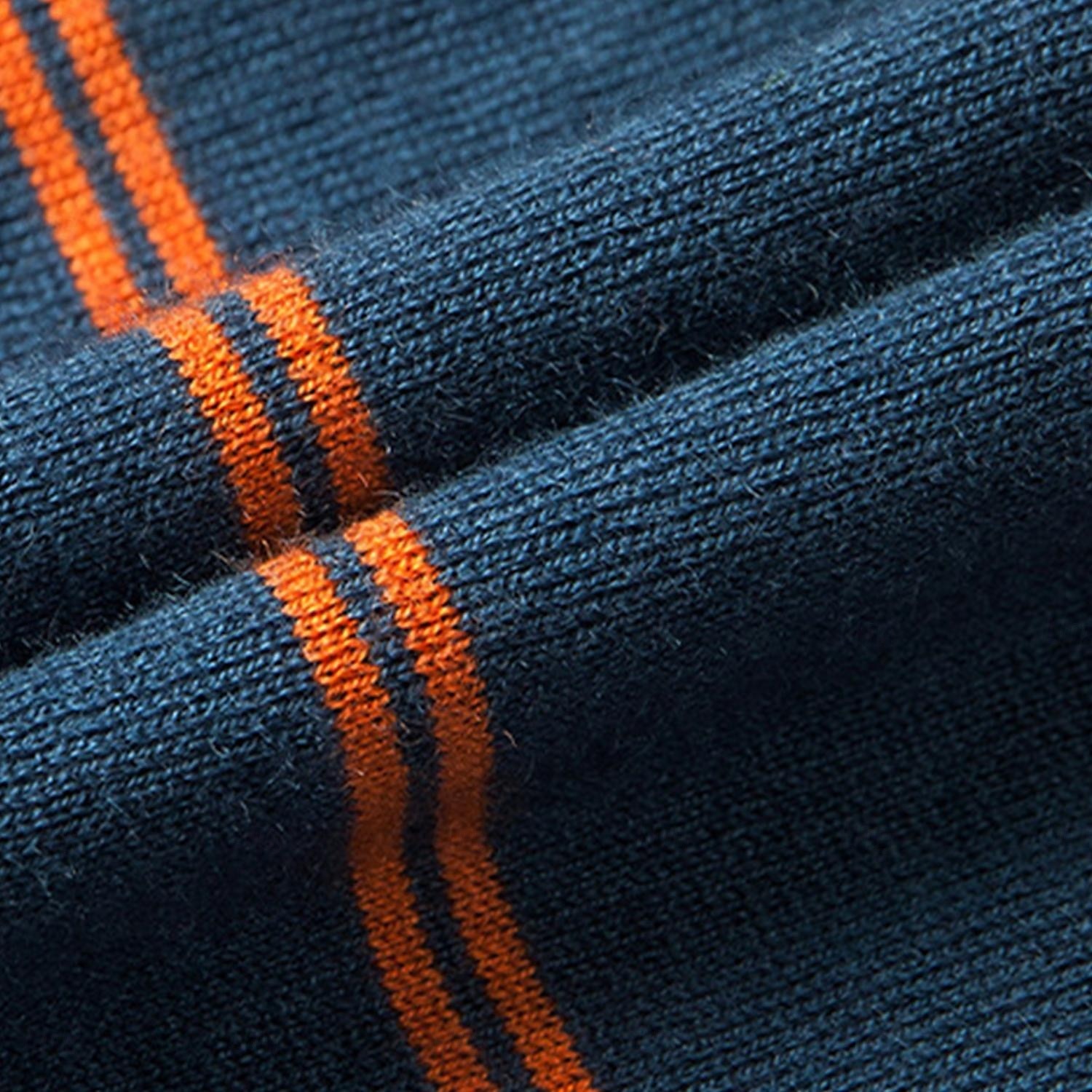 Herren-Poloshirt aus Wolle, Strick, Polopullover, formell, Arbeit, Umlegekragen, langärmlig, modern, bequem, gestreift, Knöpfe, Streifen, Frühling, Frühling & Herbst, normale Passform, Marineblau, Blau, Dunkelgrün, Braun, Polo 2025 - $31.99 –P7