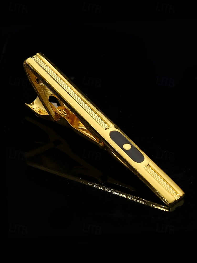 elegante gouden stropdasclip voor heren – strak design met zwarte inleg, perfect voor zakelijke, formele evenementen en bruiloften 2025 - $9.99 –P3