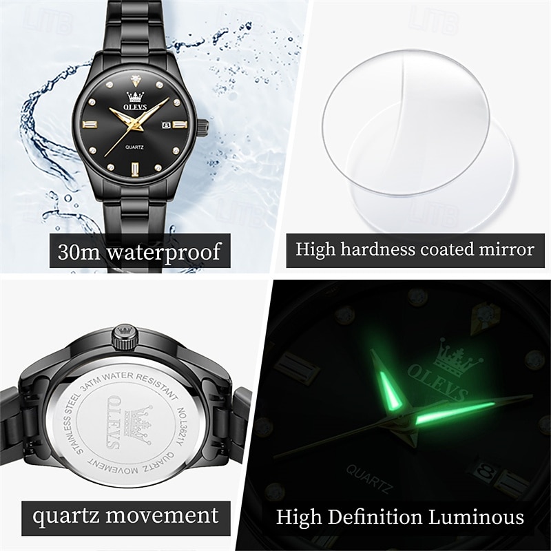 Mother's Day Gift New Olevs Brand Ladies' Business Watch With Night Light Calendar And Day/Night Display Quartz Movement Stylish Water-Resistant Sporty Ladies' Wristwatch. 2026 - $33.99 –P6