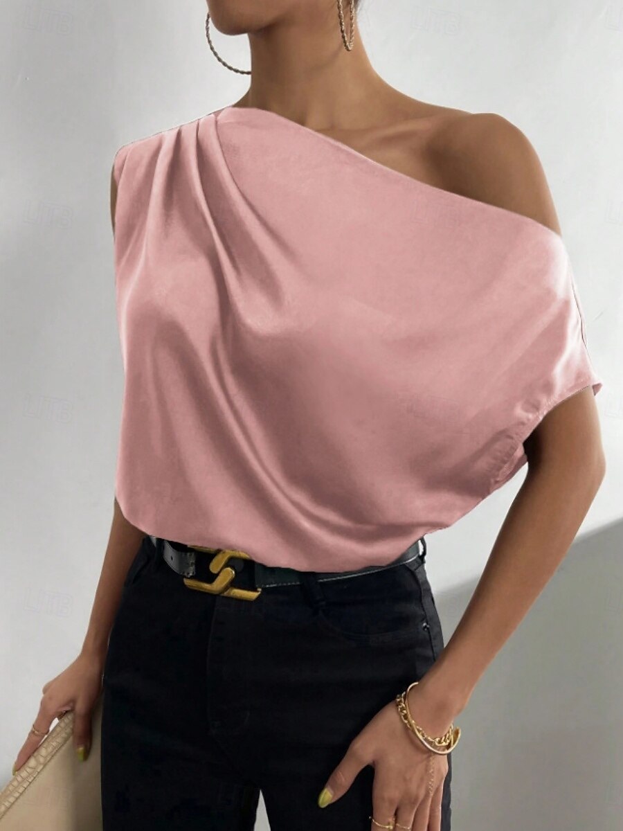 Women's Camisole Tank Top Solid Color Business Modern Casual Sleeveless Asymmetrical Regular Tops Work Formal Wear Black Pink Brown Green Beige Summer Spring 2025 - $19.99 –P6