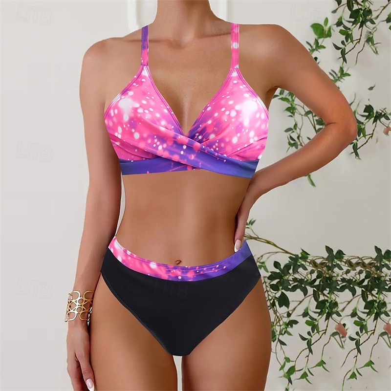 Dam Tankini Tvådelad baddräkt V-ringad Brottarrygg Badkläder Badkläder Rodnande Rosa Blå Andningsfunktion Snabb tork Lättvikt Ärmlös - Simmning Surfing Strand Sommar Vår 2025 - $19.49 –P5