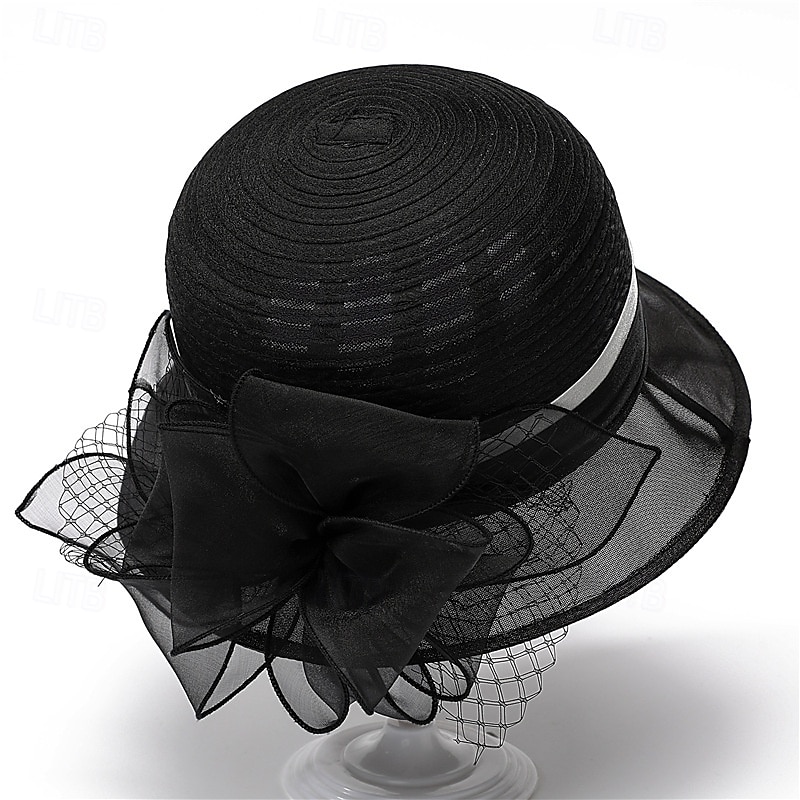 Hodeplagg organza Bøttehatt Bryllup Bursdag Avslappet Aftenselskap cocktail Elegant søt stil Med Blomster Hodeplagg Hodeplagg 2025 - $17.49 –P4