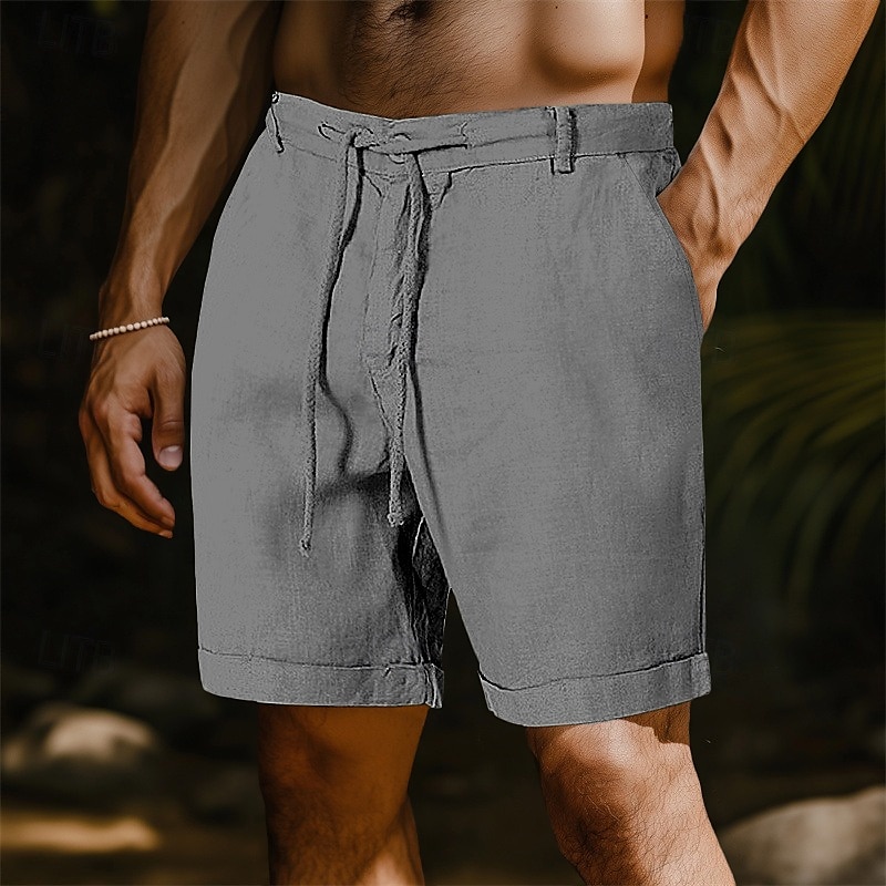 Miesten Shortsit Liinavaatteet Kesähousut Rantahousut Kurenauha Tasku Suora jalka Tavallinen Pehmeä Hengittävä Lyhyt Kausaliteetti Päivittäin ulko- Muoti Retro / vintage Taivaan sininen Joustamaton 2026 - $18.99 –P7