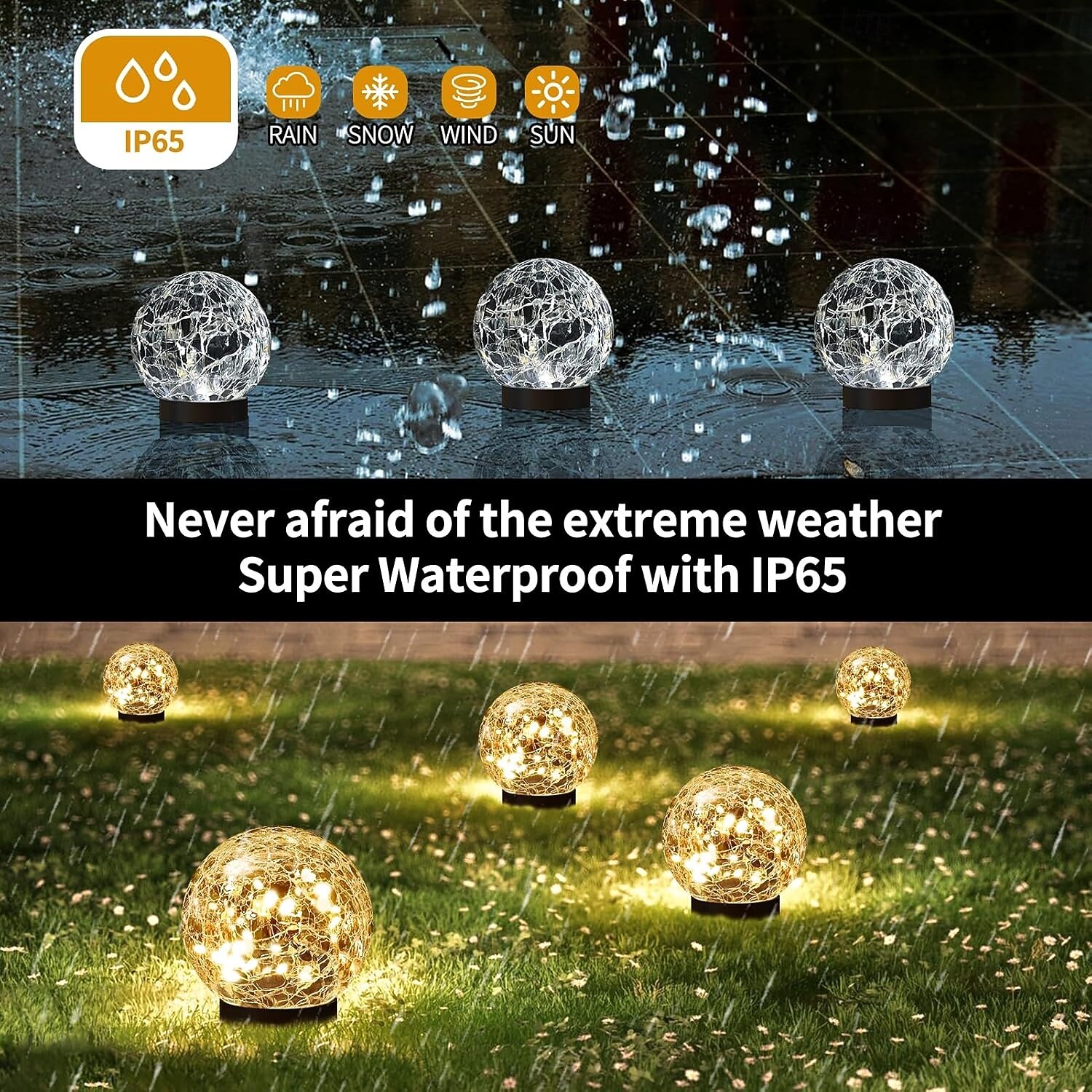2 Pcs 12CM-35Lets Outdoor Solar Cracked Glass Ball Ground Plug in Light Courtyard Garden Lawn Path Wedding Festival Atmosphere Decorative Light 2026 - $29.99 –P8
