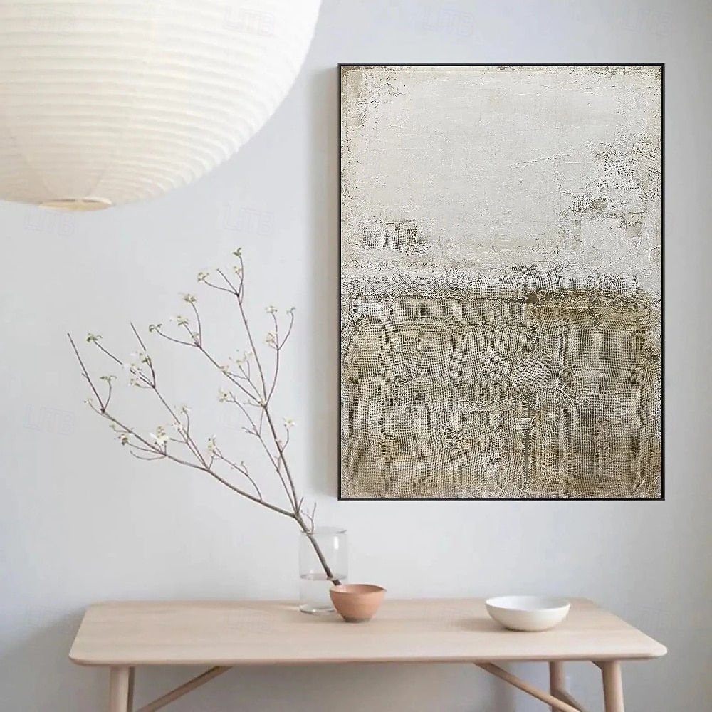 handgemachte weiße Kunst abstrakte Malerei Ölgemälde handgemalt weiße Wand Kunst braun 3D Textur Malerei handgemalt braun Strand Malerei Wand Kunst moderne Pastell Bild Zimmer Dekor 2025 - $94.99 –P1