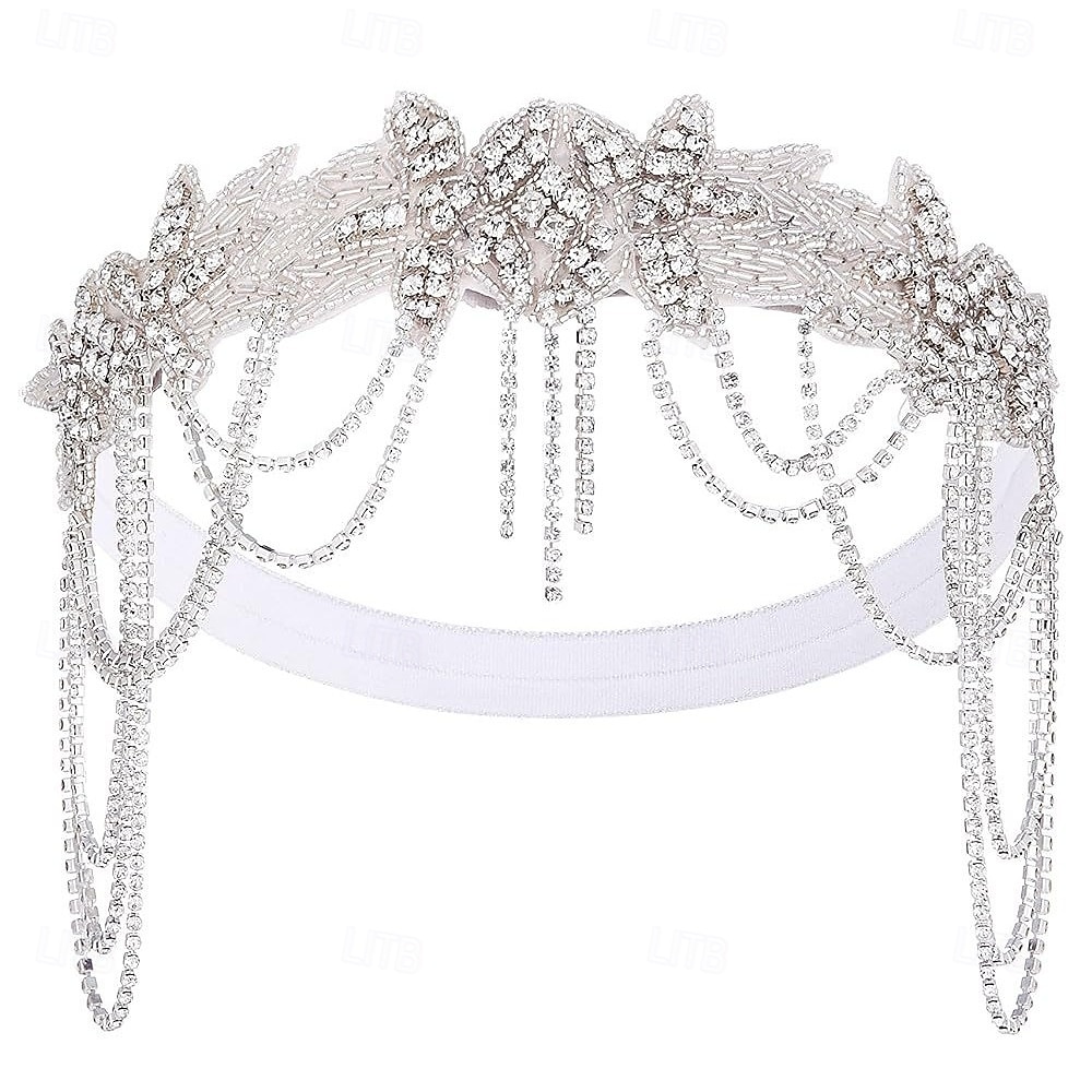 Glada 20-talet 1920-talet Flapperpannband i tjugotalsstil Den store Gatsby charleston Tofs Maskeradkläder Dam Jul Nyår alla hjärtans dag Fest Bal Möhippa Vuxna Huvudbonad 2026 - $15.99 –P3