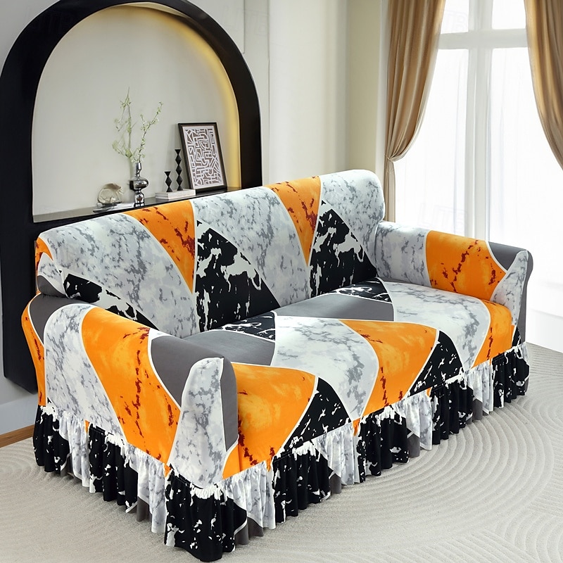 1 Pc Stretch Sofa Slipcover Sofa Cover With Skirt Printed Couch Cover Furniture Protector for Bedroom Living Room Home Decor 2025 - $41.99 –P7