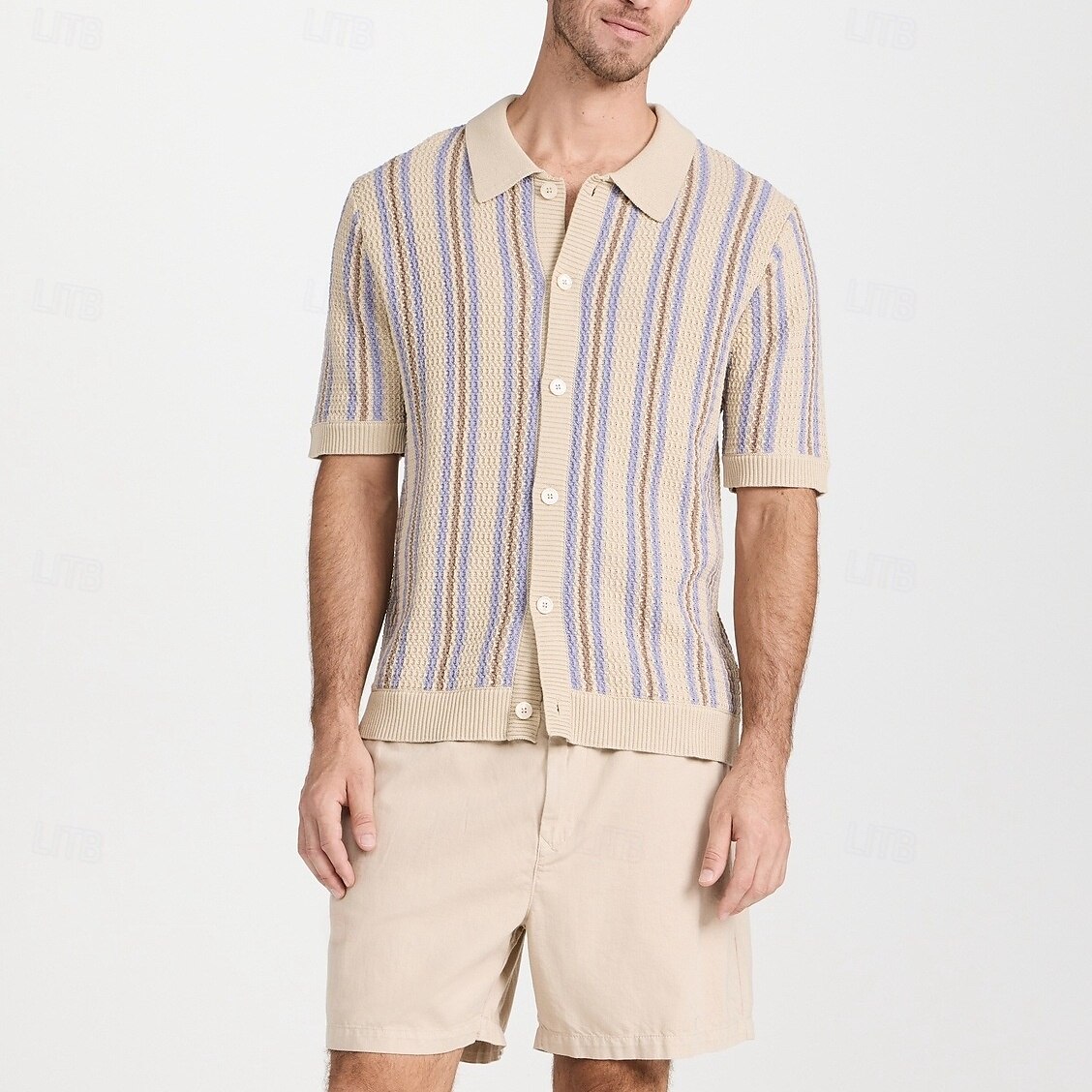 Retro 70. léta Svetr Tričko Kardigan Hippie háčkované Tlačítko dolů Proužky Pánské Dovolená Na den Pride Parade Dospělé Vrchní deska Jaro léto 2025 - $32.99 –P5