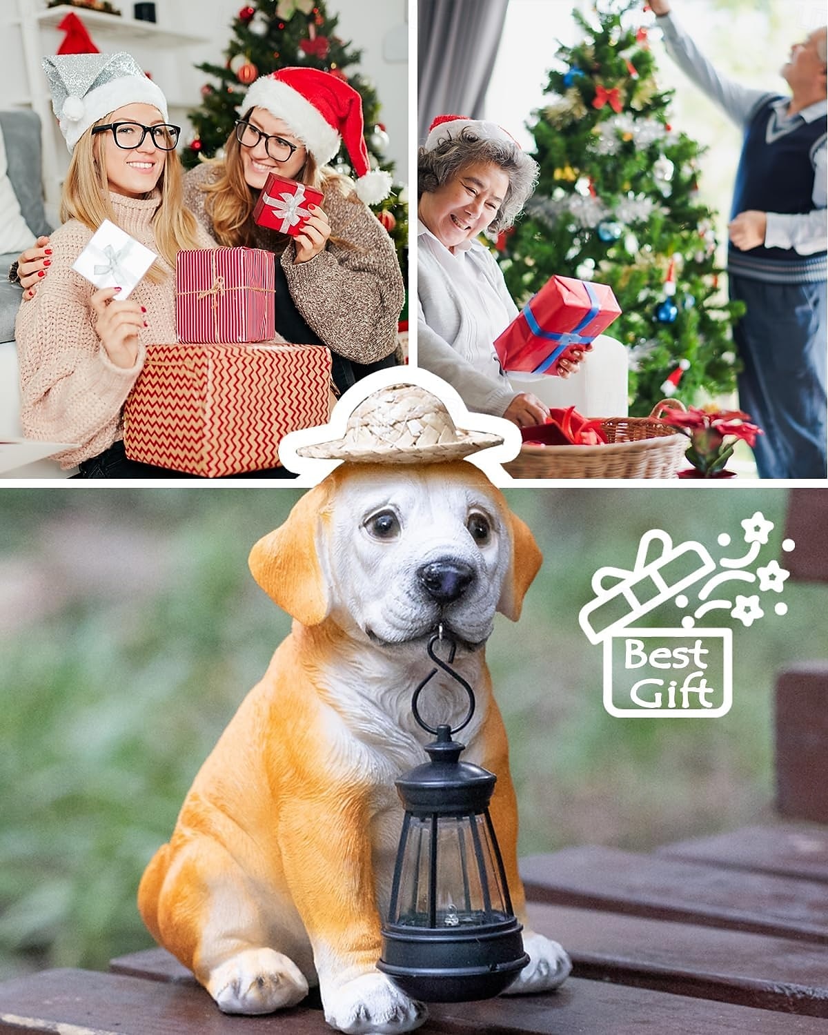 Solar-Powered Dog Statue Light with Retro LED Lantern - Outdoor Garden Decor for Patio, Porch, Balcony, Holiday Decoration 2025 - $42.99 –P7
