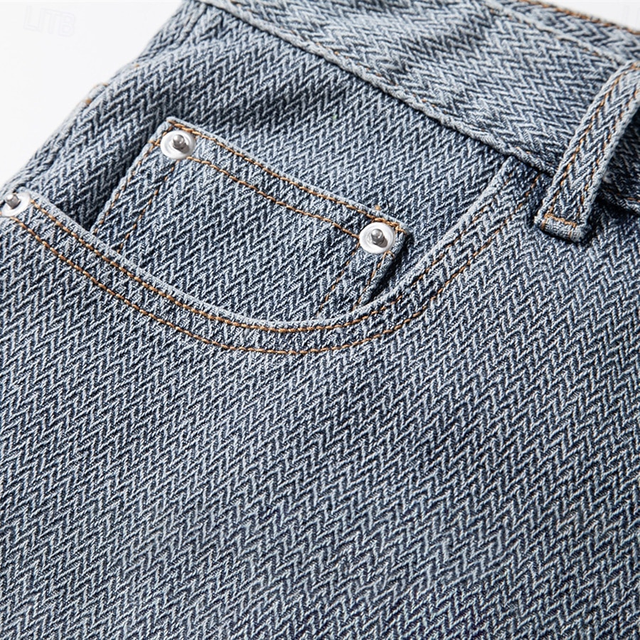 Herre Jeans Dongerishorts Knapper Lomme Gradert Knelengde utendørs Feriereise Avslappet Ferie Årgang Blå Grå Mikroelastisk 2025 - $20.99 –P11