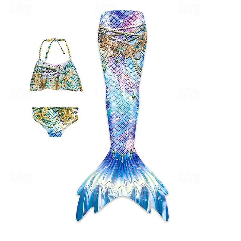Παιδιά Κοριτσίστικα Μαγιό Mermaid Μαγιό Αργίες Παραλία Ζυγαριές Διακοπές Τροπικό Μαγιό 4 έτη + Καλοκαίρι Ροζ Ανοικτό Κίτρινο 2026 - $32.99 –P11