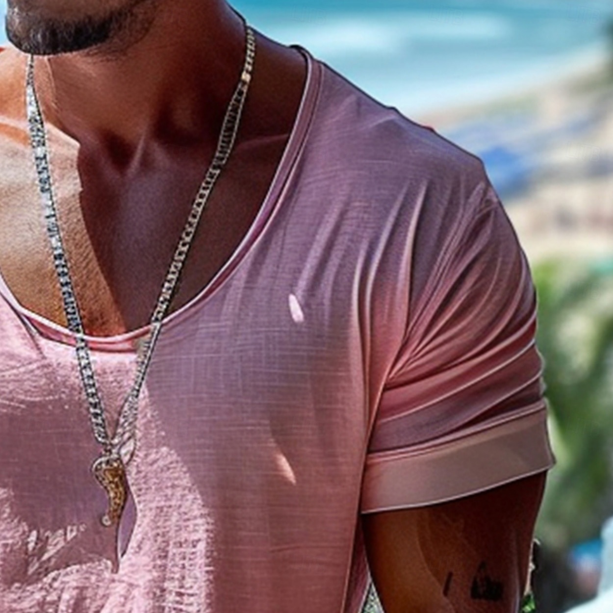 Herren Leinenähnliches T-Shirt Kurze Ärmel Rundhalsausschnitt Sommer Einfach Mode Designer Basic Weich Urlaub Straße Alltagstauglich Rosa Hellblau Beige Top T-Shirt für Herren 2025 - $16.49 –P2