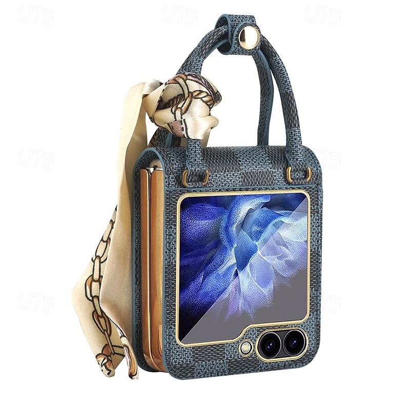 Phone Case For Samsung Galaxy Z Flip 6 Z Flip 5 Z Flip 4 Z Flip 3 Back Cover with Wrist Strap Shockproof Retro PU Leather 2025 - $35.99 –P8