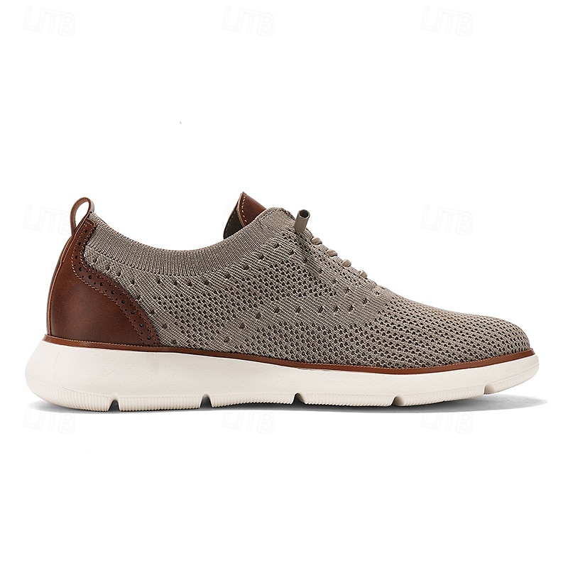 Atmungsaktive Strick-Sneaker für Herren mit Kunstlederakzenten – stylische, leichte Sportschuhe für die Freizeit und den Komfort im Alltag 2025 - $46.99 –P3