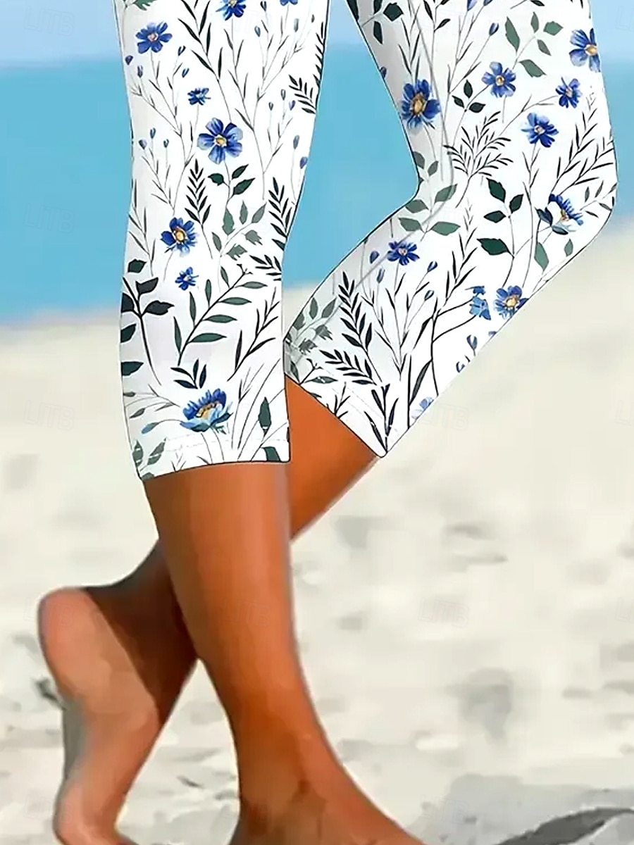 Pantaloni Capri Leggings pentru Femei cu Elasticitate Ridicată Modă Fashion Îmbrăcăminte de Stradă Lungime Până la Gambe Talie Înaltă Imprimare Florală Grafică Respirabili Moale Exterior Zilnic 2025 - $18.99 –P3