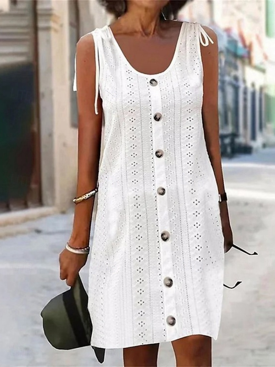 Pentru femei Rochie Mini Rochie albă Rochie de absolvire Rochie casual Rochie Tip Maieu De Bază Casual Vacanță Zilnic Fit regulat Simplu Fără manșon În V Negru Alb Roz Îmbujorat Albastru piscină Vară 2025 - $27.99 –P1