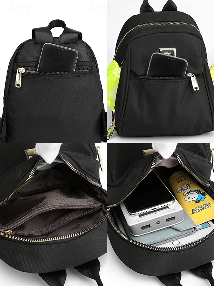 rucsac mic de damă, rezistent la apă, cu buzunare multiple – geantă de umăr ușoară și elegantă pentru călătorii, școală și utilizare zilnică ocazională negru galben roz 2025 - $21.99 -P5