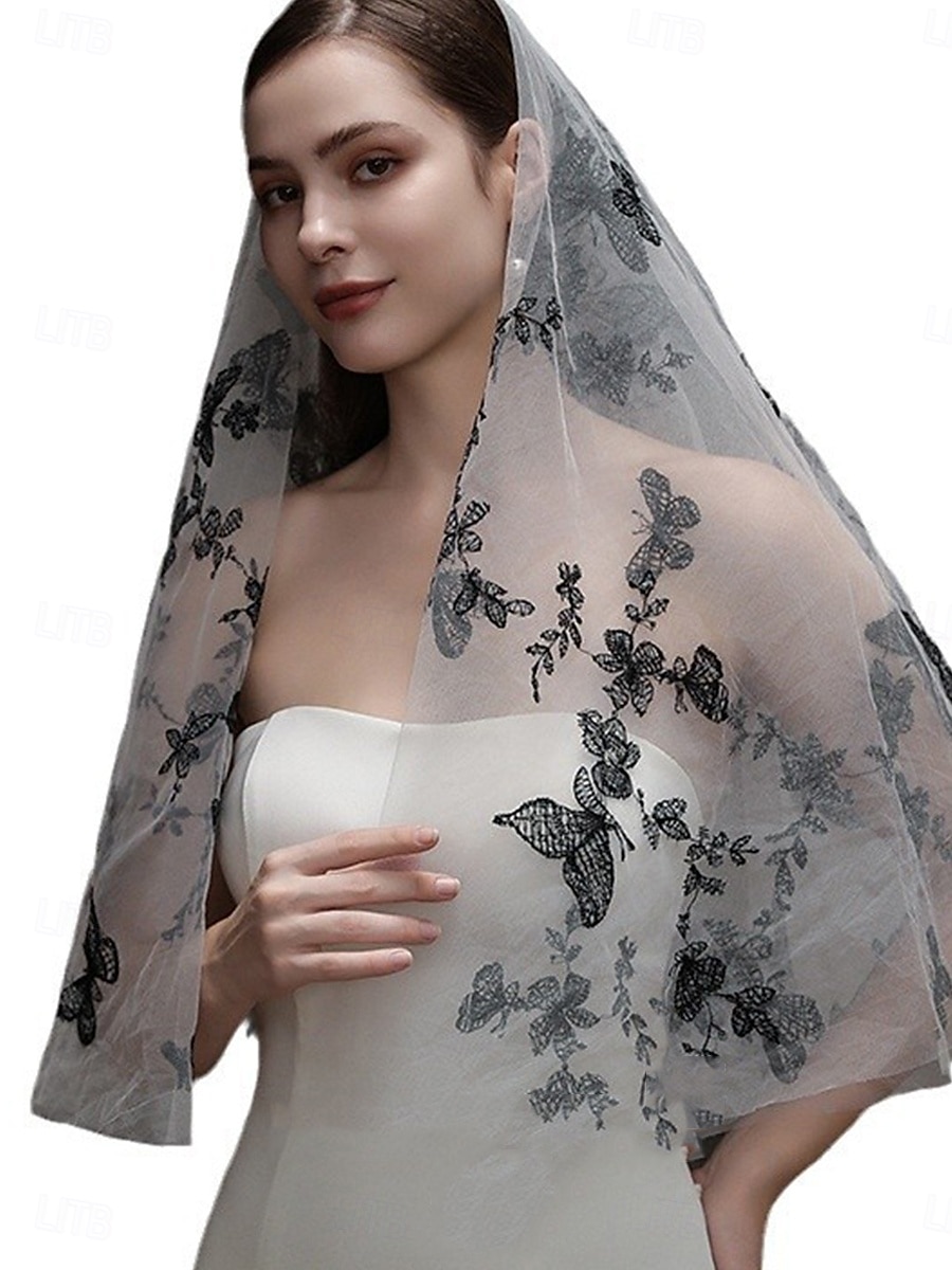 One-tier Comtemporary / Stylish Wedding Veil Elbow Veils with Faux Pearl Tulle 2025 - $23.99 –P5