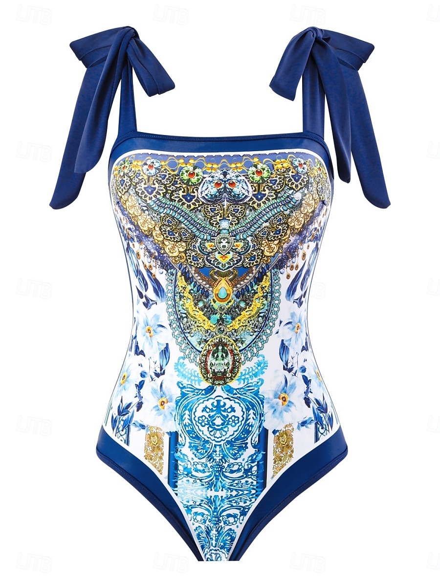Women's Swimwear One Piece 2 Piece Skirt Swimsuit Backless Tummy Control High Waist Slim Vacation Beach Wear Floral Scoop Neck Sleeveless Bathing Suits 2025 - $48.99 –P7