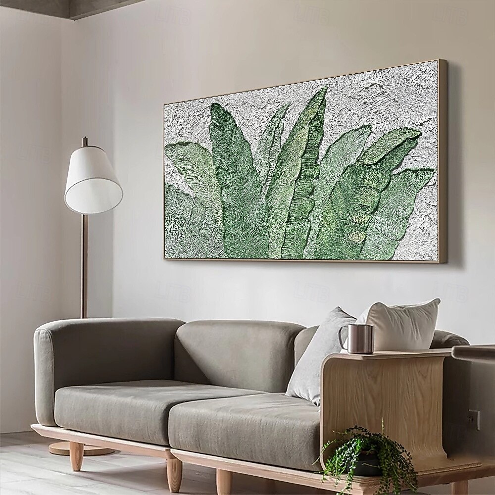 großes handgemachtes Ölgemälde mit grünen Blättern, handgemalte Wandkunst, 100 % handgemachtes Ölgemälde, handgemaltes abstraktes Bananenblatt-Ölgemälde, tropisches Ölgemälde, Wandkunst, modernes 2025 - $116.99 –P3