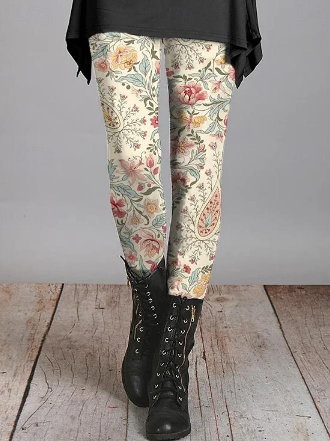 Damen Leggins Modisch Strassenmode In voller Länge Hoher TaillenbundPantsKarnival Graphic Print warm Atmungsaktiv Weich Mikro-elastisch Outdoor Täglich gelbbraun Frühling Herbst Regular Fit 2025 - $19.99 –P1