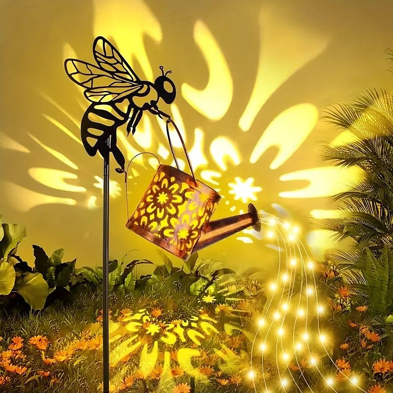 Lámpara solar para botella de agua con forma de abeja, lámpara colgante de hierro con forma de colibrí, lámpara de césped para exteriores resistente al agua para patio, bodas, campamentos y decoración 2025 - $31.99 –P9