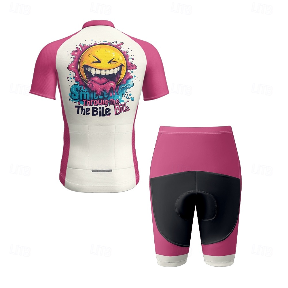 Voor heren Wielrenshirt met shorts Korte mouw Bergracen Wegwielrennen Fuchsia Rode roos Grafisch Fietsen Spandex Sport Grafisch Letter en nummer Kleding 2025 - $47.99 –P5