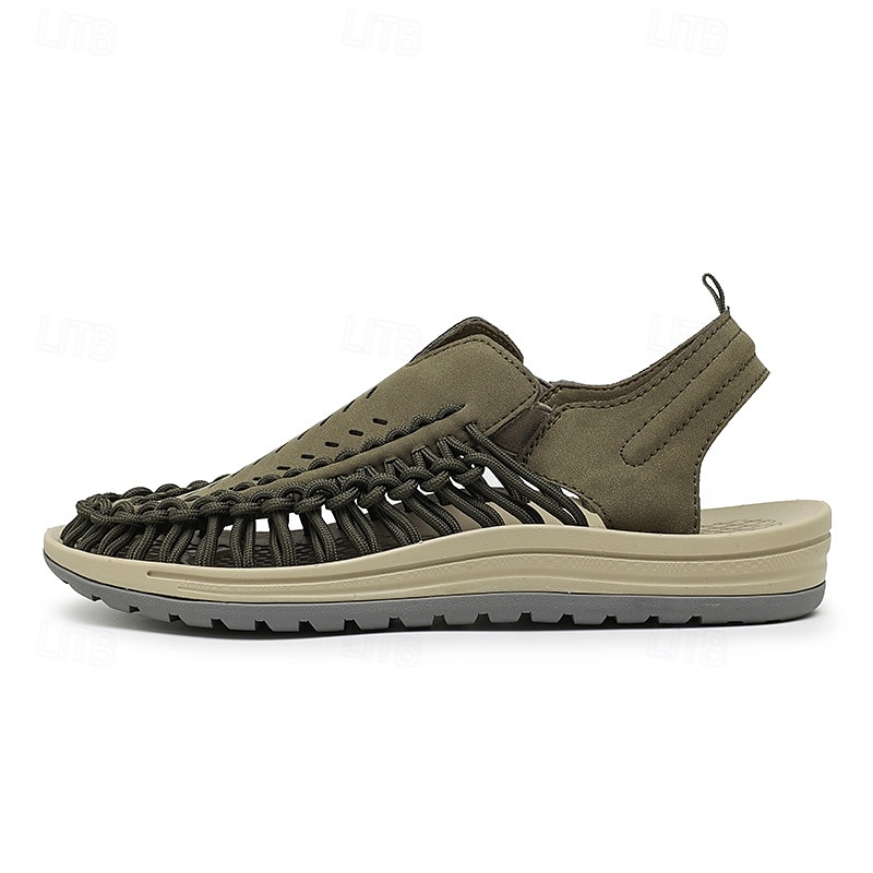 ανδρικά slip-on σανδάλια εξωτερικού χώρου με πλεκτές λεπτομέρειες, casual στυλ για καλοκαιρινές δραστηριότητες και δραστηριότητες στην παραλία 2025 - $42.99 –P4