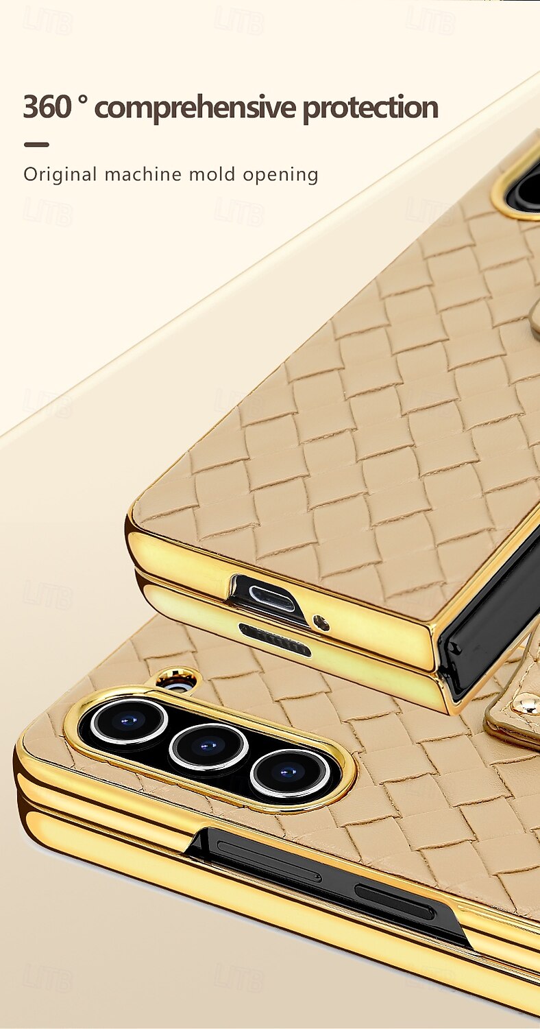 Phone Case For Samsung Galaxy Z Fold 6 Z Fold 5 Z Fold 4 Back Cover Ring Buckle Shockproof Retro PU Leather 2025 - $28.99 –P4