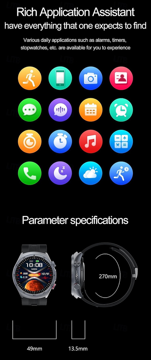 iMosi S25 Slimme horloge 1.43 inch(es) Smart horloge Bluetooth Stappenteller Gespreksherinnering Slaaptracker Compatibel met: Android iOS Uniseks Handsfree bellen Waterbestendig Mediabediening IP 67 2026 - $159.99 –P9