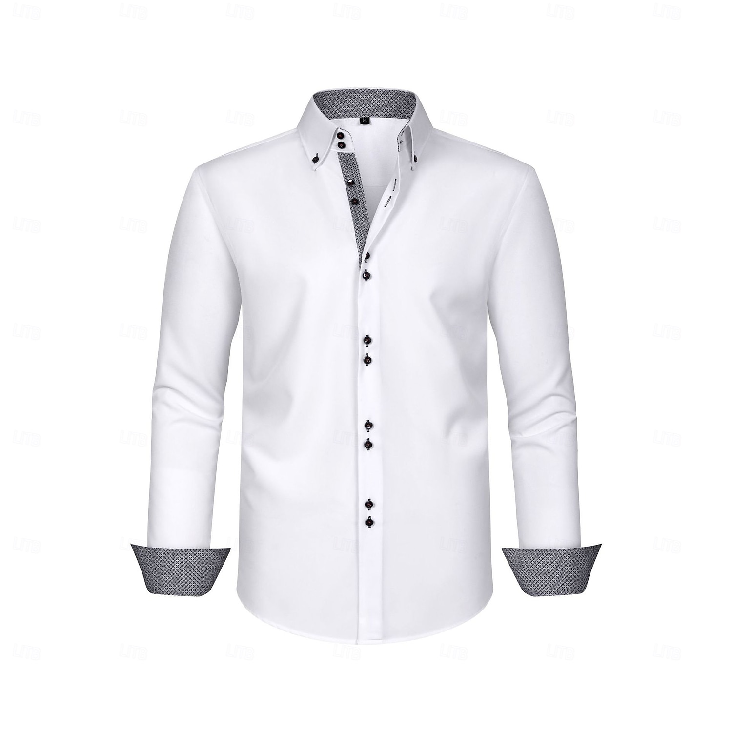Homens Camisa Social Saia camisa de botão Bloco de cor Diário O negócio Azul Claro Preto Branco Rosa Manga Longa Aberto para a Lateral Todas as Estações Roupa Patchwork de 2026 por $31.99 –P6