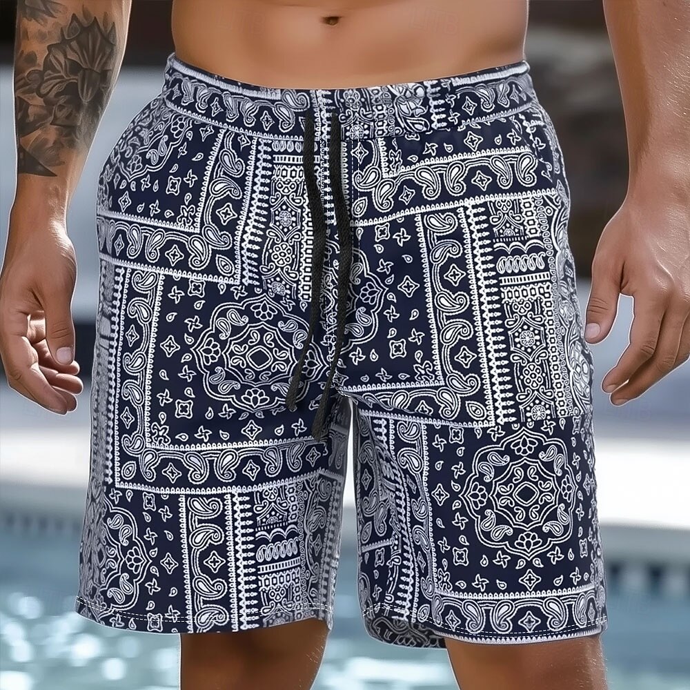 Men's Floral Paisley Swim Trunks Swim Shorts Board Shorts Mid Waist Streetwear Hawaiian Casual Daily Holiday Pocket Drawstring Elastic Waist Designer Clothing Apparel 2025 - $19.99 –P1