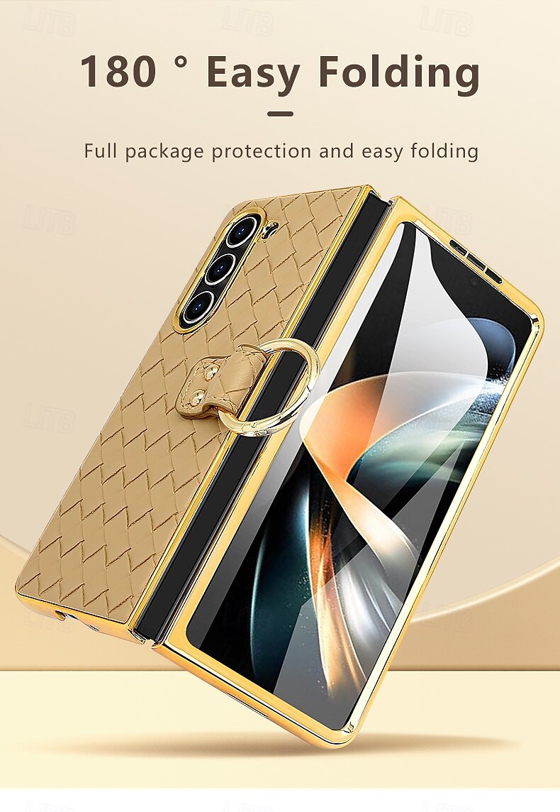 Phone Case For Samsung Galaxy Z Fold 6 Z Fold 5 Z Fold 4 Back Cover Ring Buckle Shockproof Retro PU Leather 2025 - $28.99 –P7