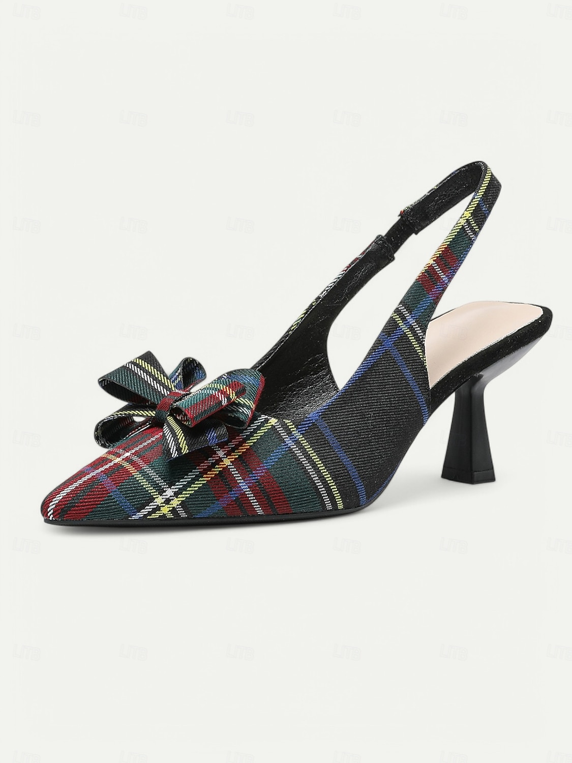 Women's Tartan Plaid Slingback Heels – Pointed Toe Kitten Heels with Bow Detail, Elegant Pumps for Parties & Office Wear 2026 - $34.99 –P2