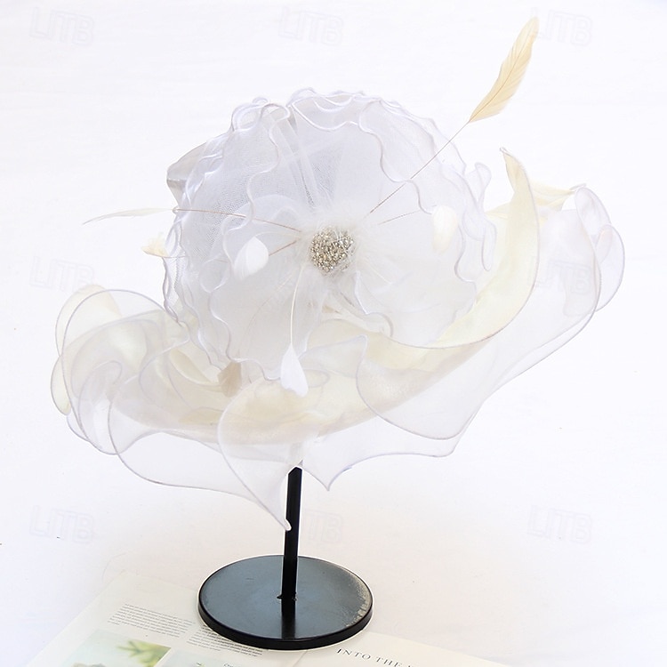 hattar Organza Solhatt Kvällsfest Helgdag Tebjudning cocktail Elegant Vintage söt stil Med Blomma Hårbonad Huvudbonader 2026 - $43.99 –P14