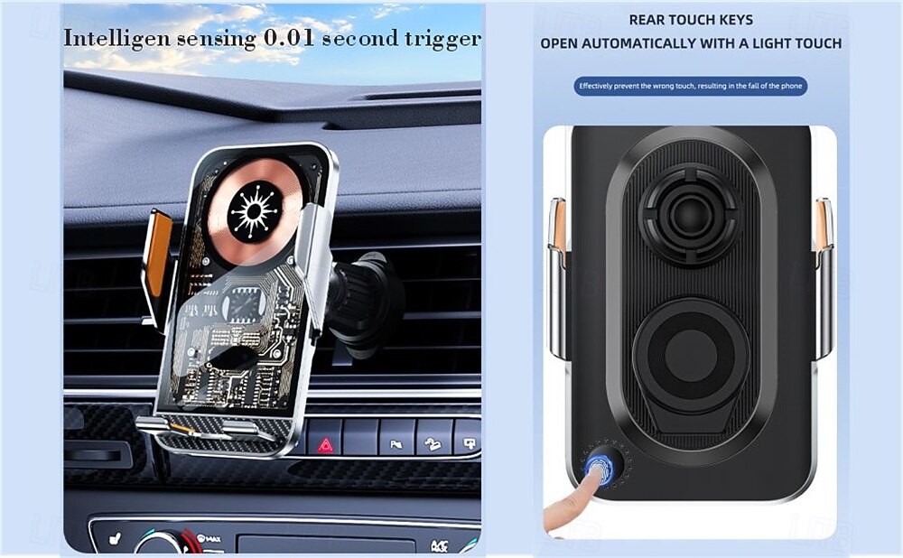 2025年 15W オートマチック カー ワイヤレス 急速充電器 電話スタンド ホルダー オートカーマウント iPhone 16 15 14 13 12 Samsung Huawei Xiaomi LG 赤外線誘導 QI ワイヤレス充電用  コレクション – $26.99 –P4