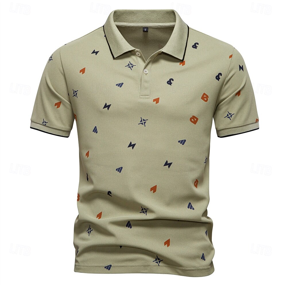 Men's Polo Knit Polo Sweater Formal Work Turndown Short Sleeve Letter & Number Buttons Summer White Green Beige Polo 2026 - $24.99 –P8