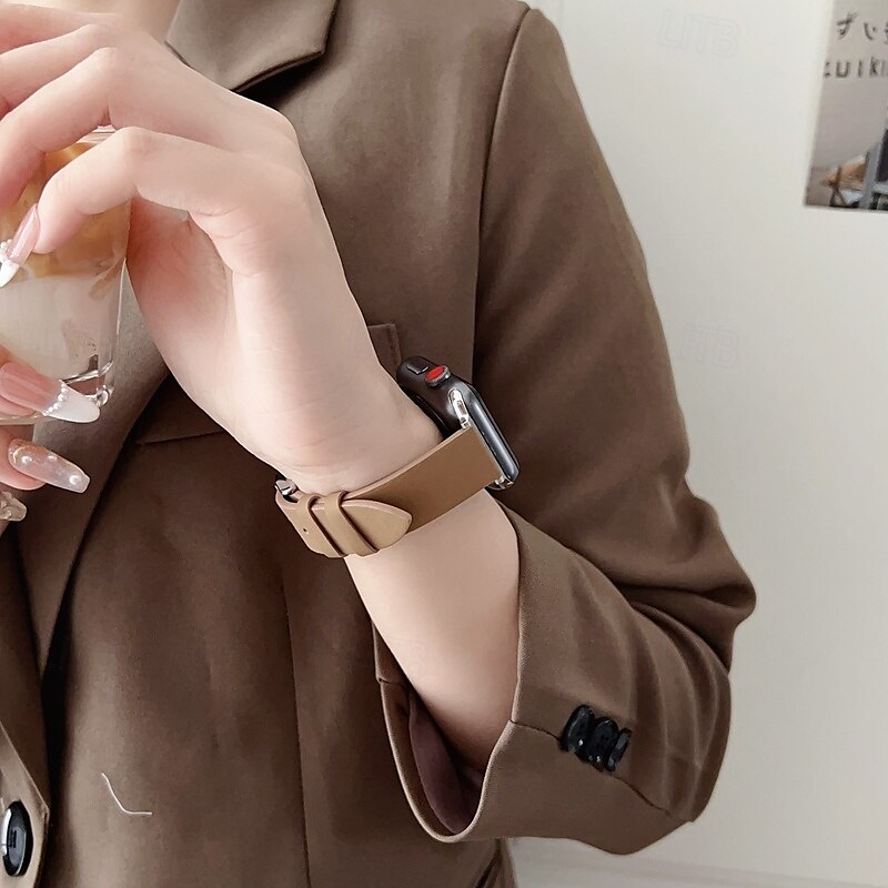 Solo loop Kompatibel med Apple Watch-klokkereim 38mm 40mm 41mm 42mm 44mm 45mm 49mm Justerbar PU-lær Erstatningsklokkerem til iwatch Ultra 2 Series 9 8 7 SE 6 5 4 3 2 1 2025 - $23.99 –P2