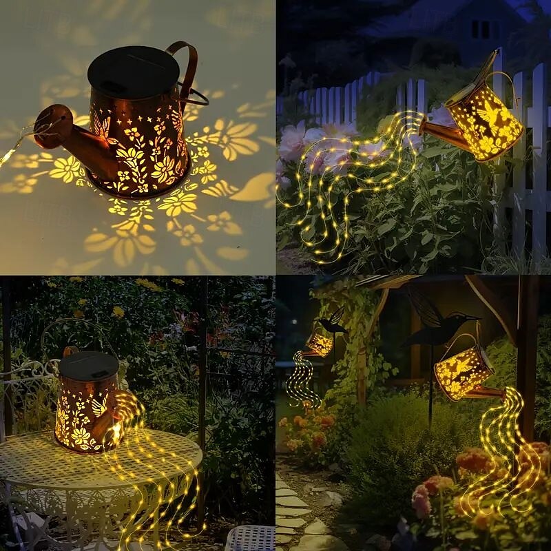 Lámpara solar para botella de agua con forma de abeja, lámpara colgante de hierro con forma de colibrí, lámpara de césped para exteriores resistente al agua para patio, bodas, campamentos y decoración 2025 - $31.99 –P6