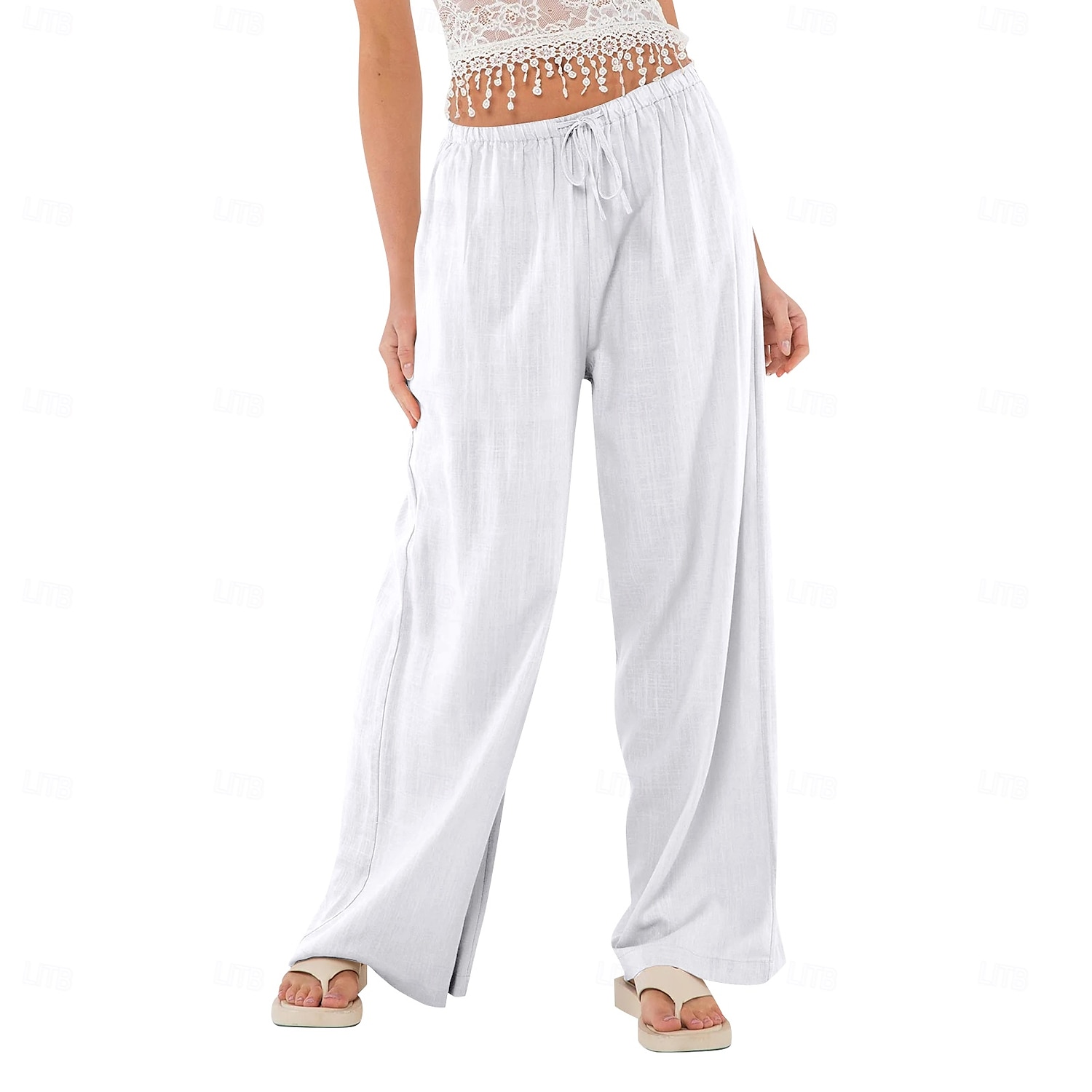 Damen Shorts aus Baumwollleinen Leinen-inspirierte Hosen Hose aus Baumwollleinen Lässig Volle Länge Natürliche Taille Elastischer Bund Elastisches Kordelzugdesign Unelastisch Milchweiß Karminrot 2025 - $17.99 –P2