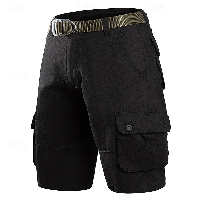 Herren Cargo Shorts Kurze Hosen Shorts Kurze Hosen Sommer-Shorts Knopf Multi Pocket Glatt Komfort tragbar Knielänge Outdoor Sport Täglich Modisch Brautkleider schlicht Schwarz Khaki 2025 - $18.99 –P15