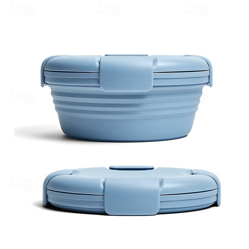 hopfällbar matbehållare i silikon  & reseskålsset - läckagesäker, bpa-fri  & platsbesparande för camping  & resa 2025 - $23.99 –P3