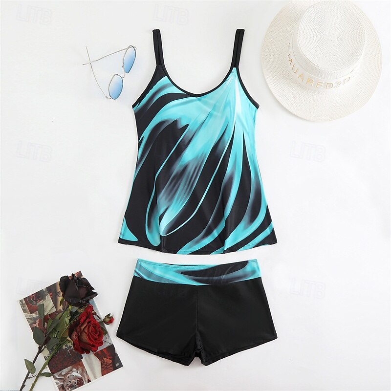 Dam Tankini Tvådelad baddräkt Brottarrygg Badkläder Badkläder Gul Blå Andningsfunktion Snabb tork Lättvikt Ärmlös - Simmning Surfing Strand Sommar Vår 2025 - $25.99 –P11