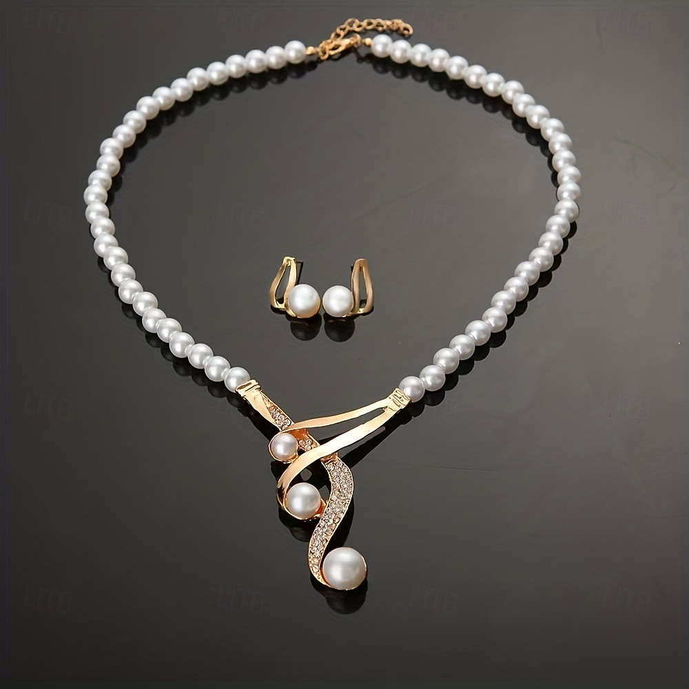 Bridal Jewelry Sets One-piece Suit Alloy Earrings Necklace Women's Stylish Luxury Cute Fancy Precious Geometric Jewelry Set For Party Evening Wear 2025 - $15.49 –P4