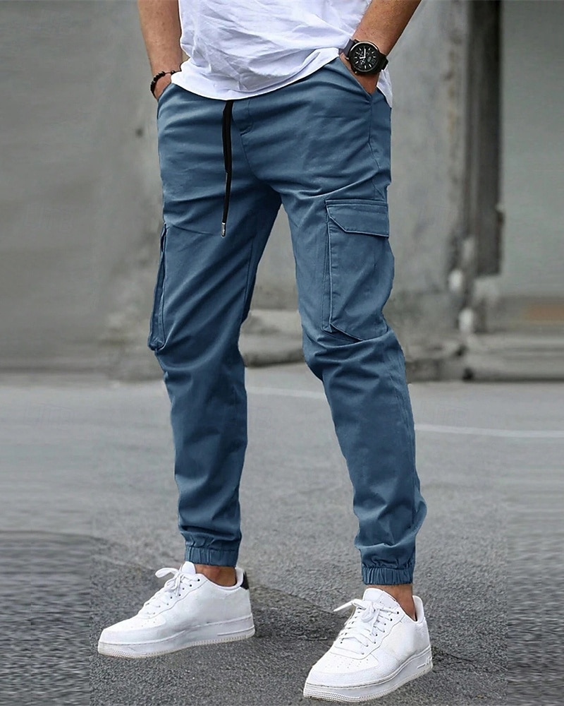 Homens Calças Cargo Calças Cintura elástica Bolso multi Tecido Vestível Ao ar livre Diário Casual Marron Escuro Preto de 2026 por $31.99 –P13